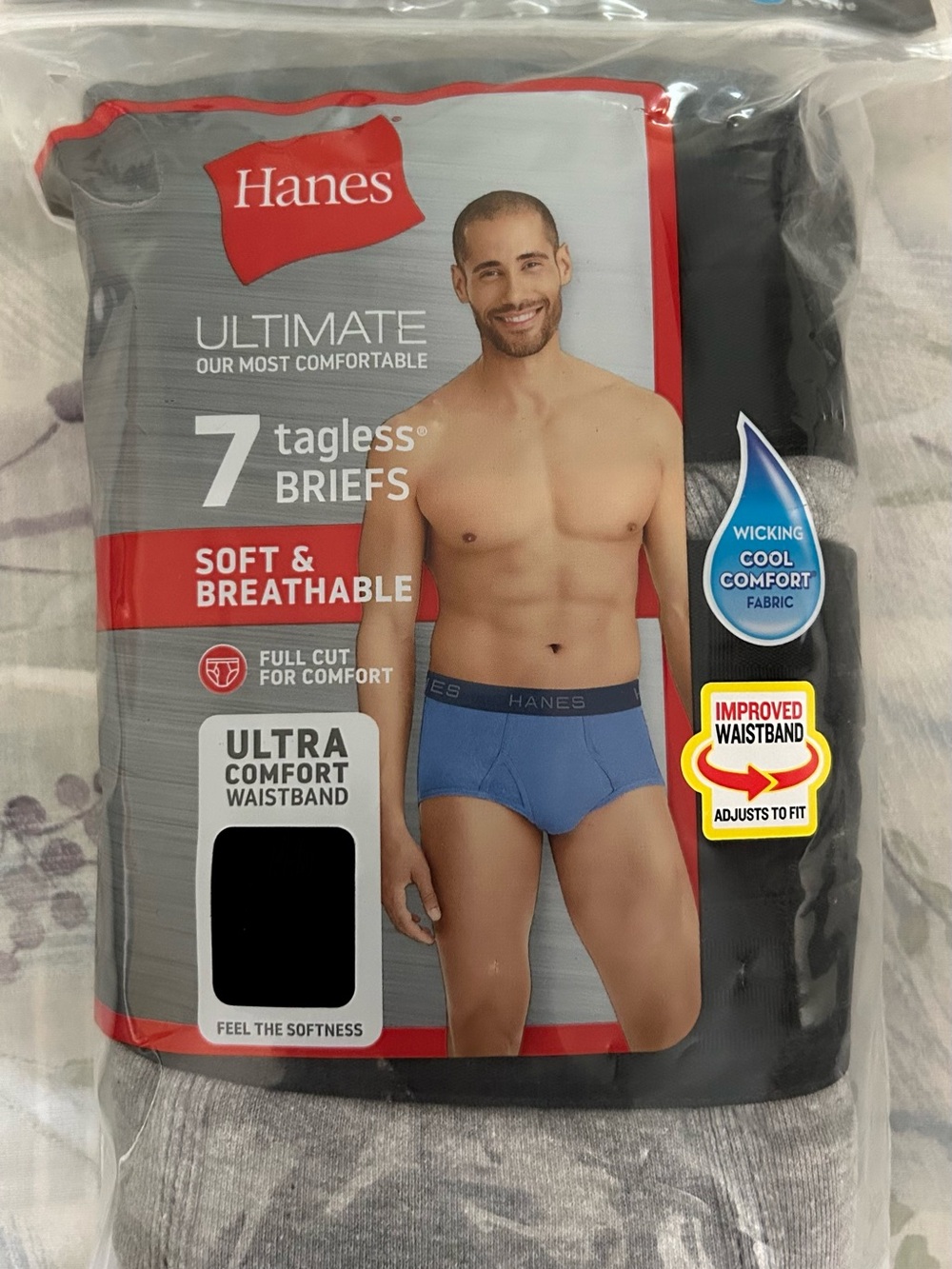 Hanes Ultimate Men's Tagless Briefs - Black & Gray (7-Pack)